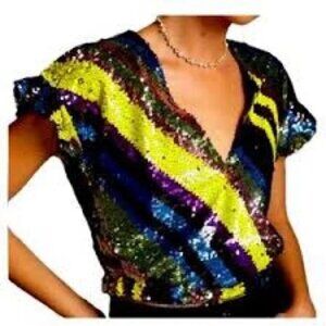 NWT Anthropologie Multicolor Sequin Top